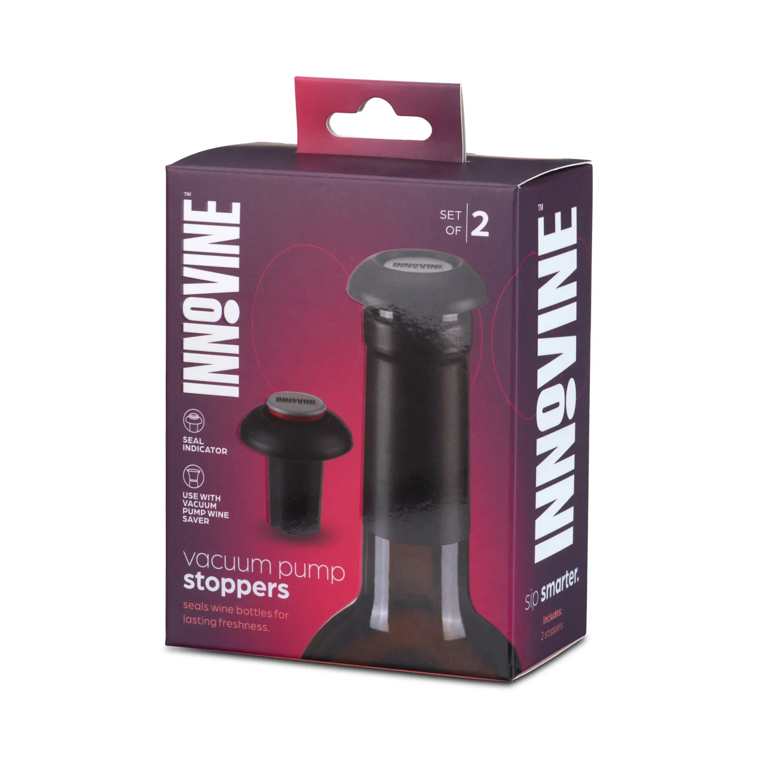Innovine Save Vacuum Pump wijnstopper set van 2 zwart