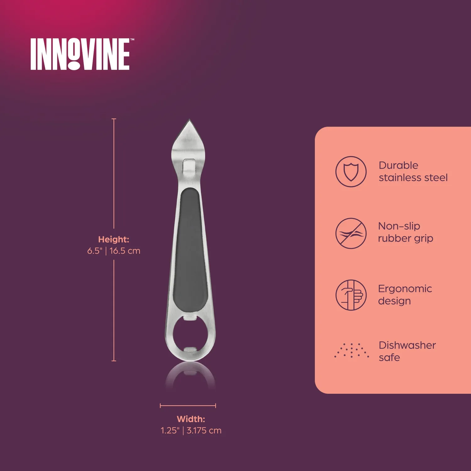 Innovine Mix flessenopener dubbel rvs met greep