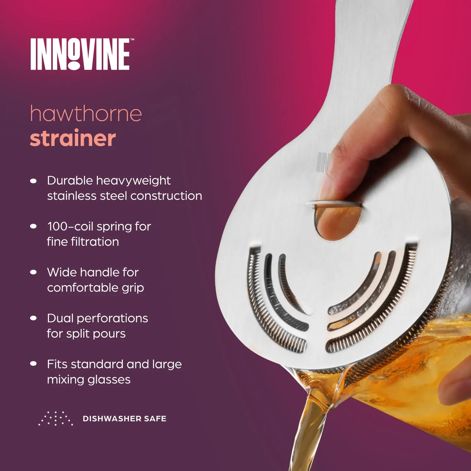 Innovine Hawthorne Strainer cocktailzeef 100-spiraal zilver