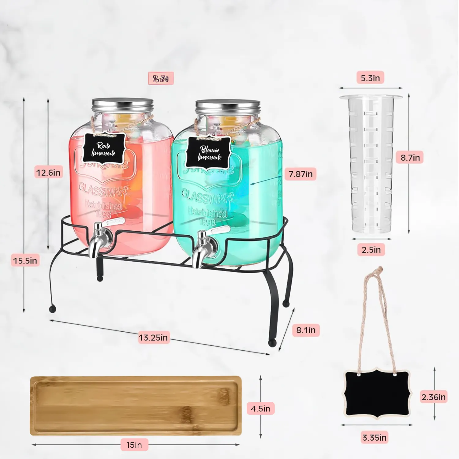 Bar Dedicated drankdispenser 4L set van 2 met kraan