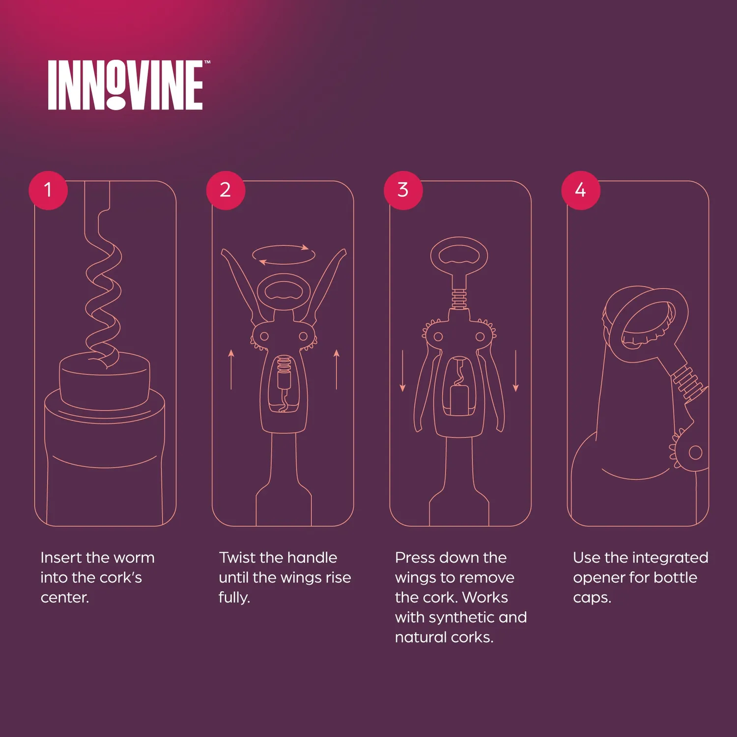 Innovine Serve Winged vleugelkurkentrekker zilver flesopener