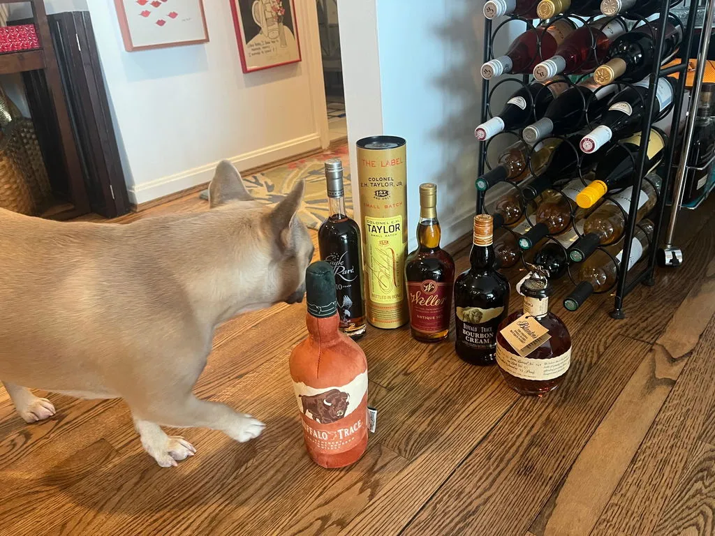 Pappy Van Winkle Pappy Bottle canvas hondenspeeltje met pieper