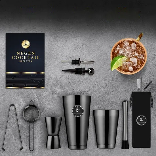 Bar Dedicated Black 13-delige cocktailset Boston shaker