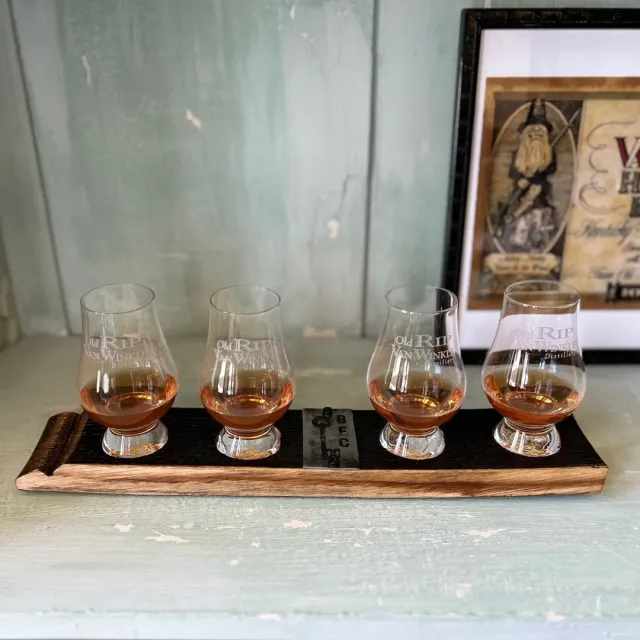 Pappy Van Winkle Barrel Stave tasting flight 4 glazen eiken
