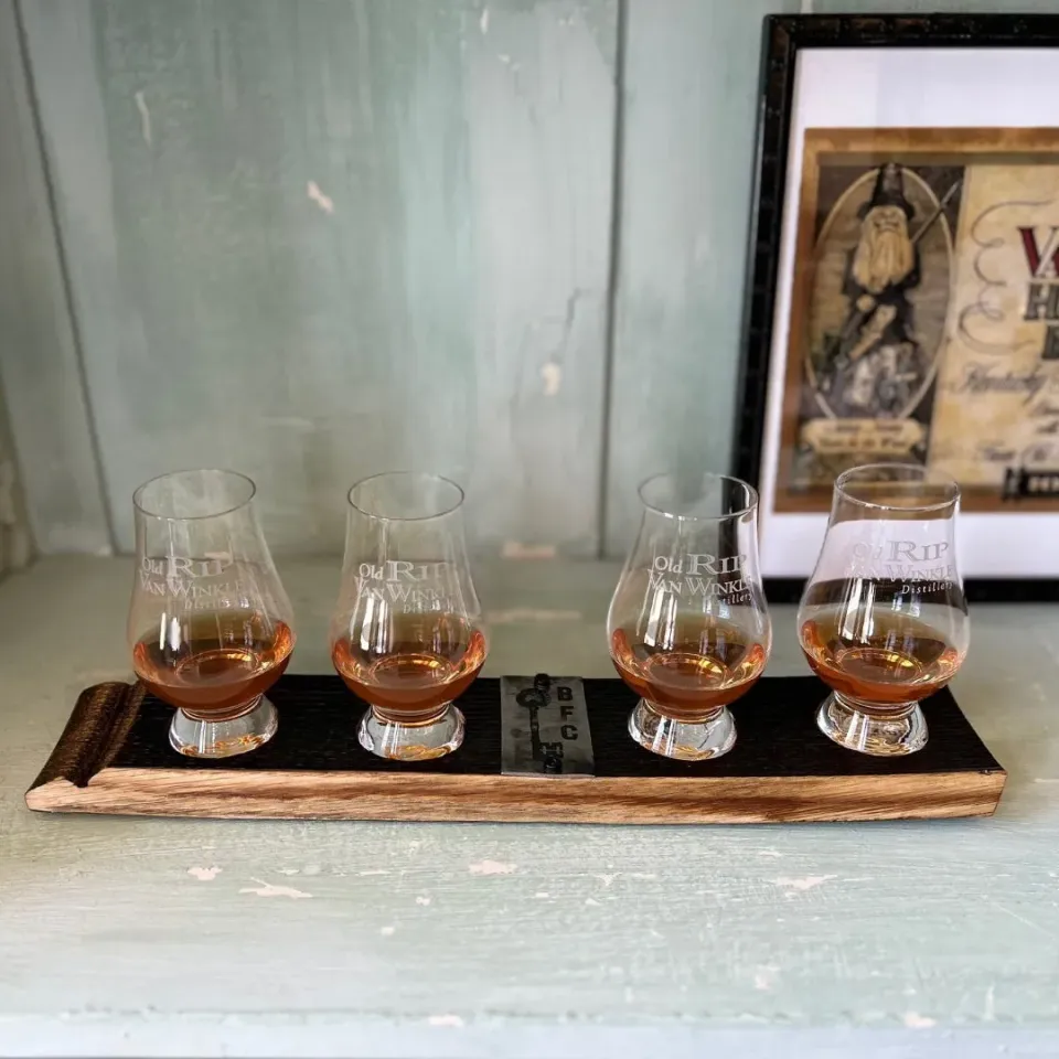 Pappy Van Winkle Barrel Stave tasting flight 4 glazen eiken