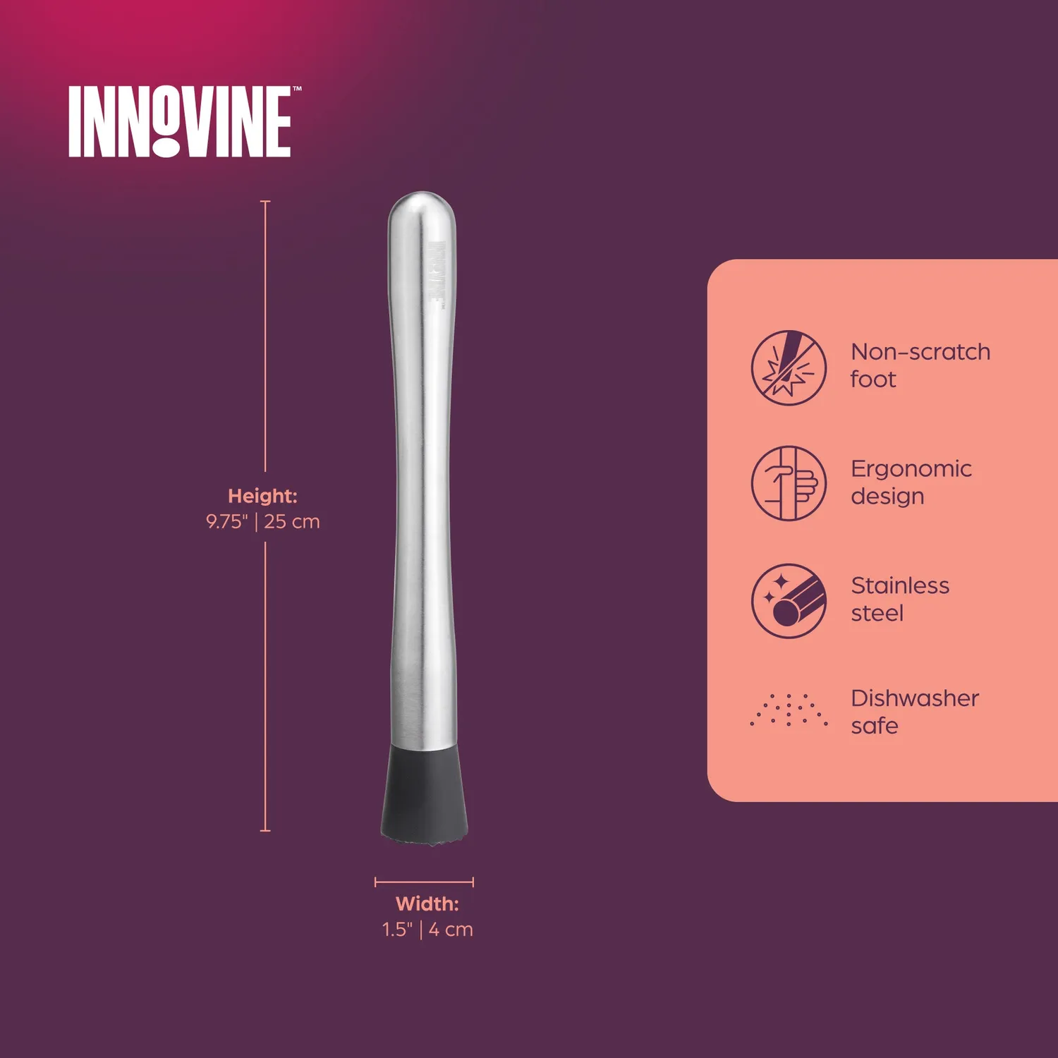 Innovine Mix muddler roestvrij staal