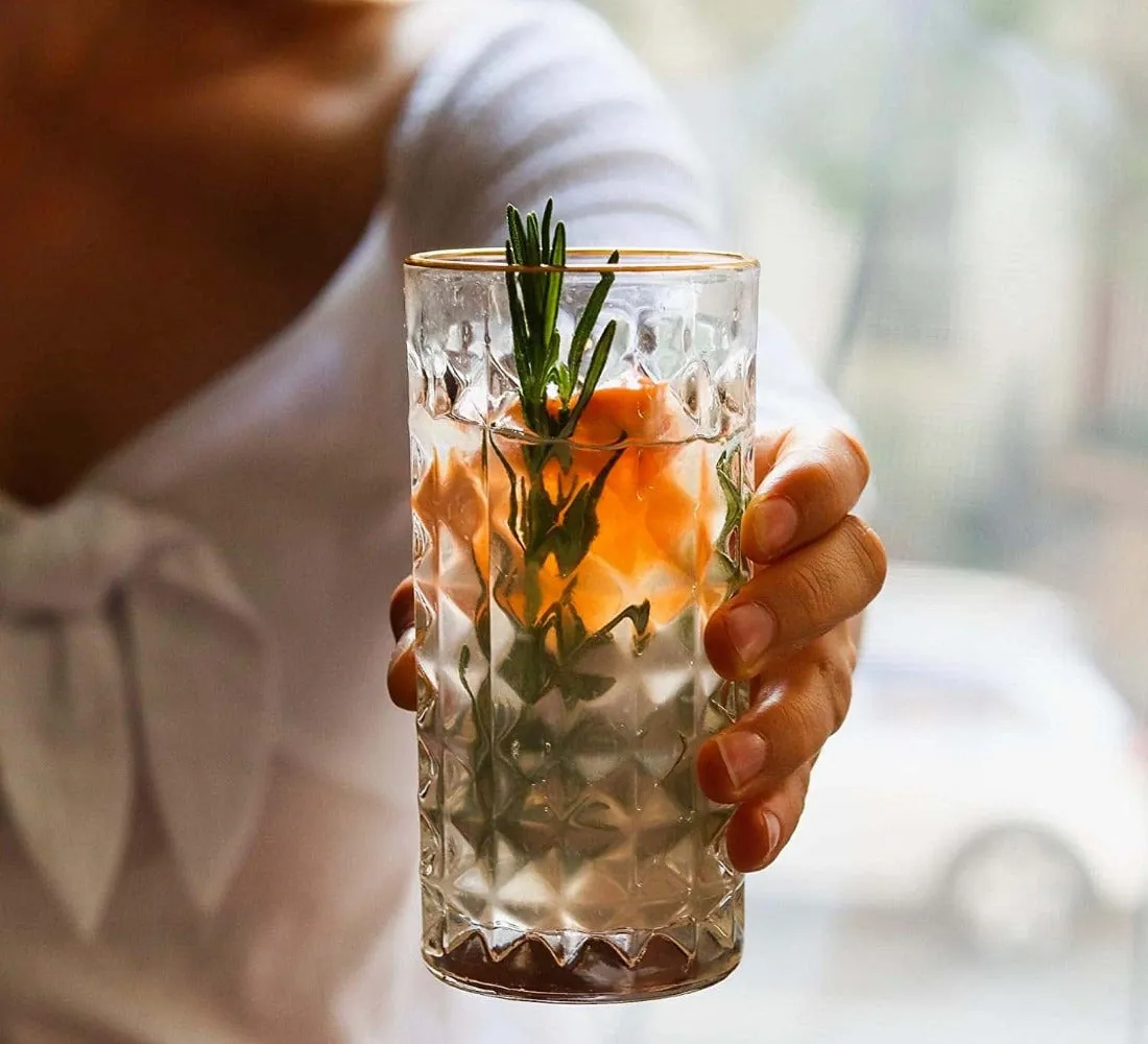 Amehla Gold Rimmed Highball Collins-glas goudrand