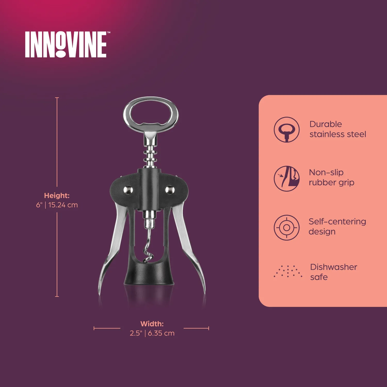 Innovine Serve Winged vleugelkurkentrekker zilver flesopener