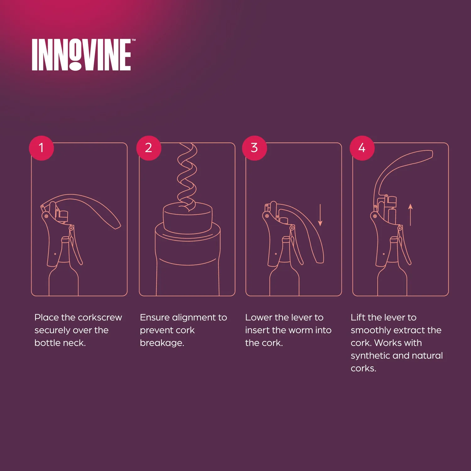 Innovine Lever Corkscrew 4-Piece Gift Set wijnaccessoireset