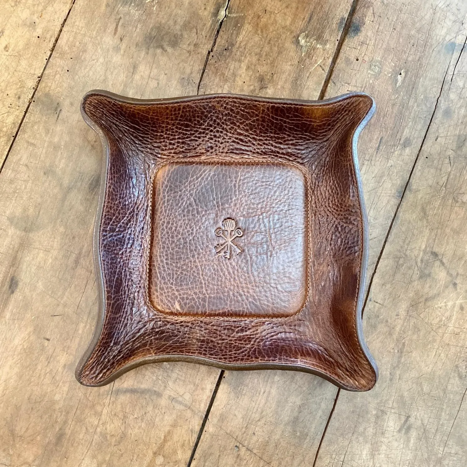 Pappy & Company Custom Leather Valet Tray leren opbergschaal antiek zadel