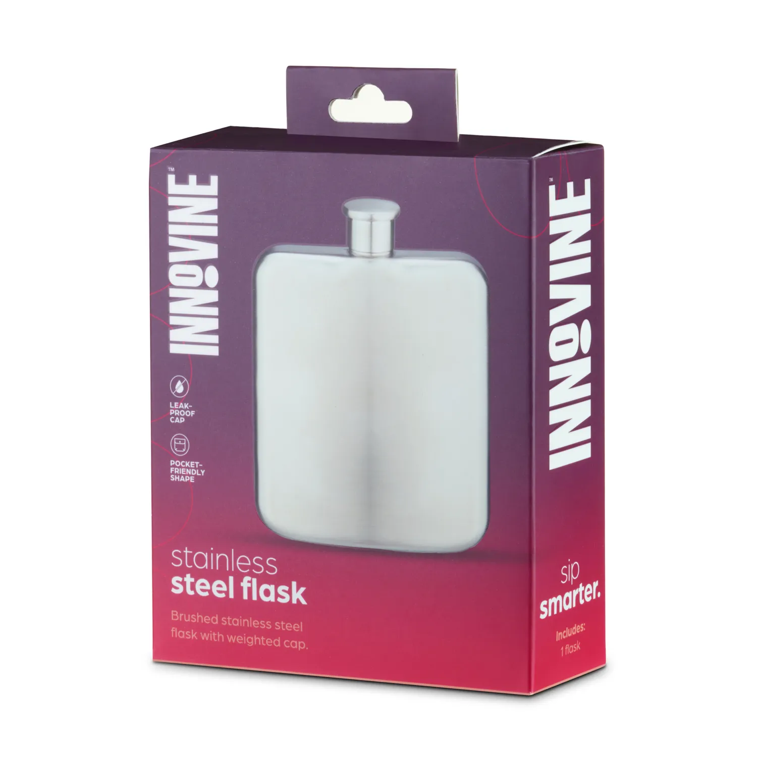 Innovine Brushed Stainless Steel Flask heupfles 177 ml zilver