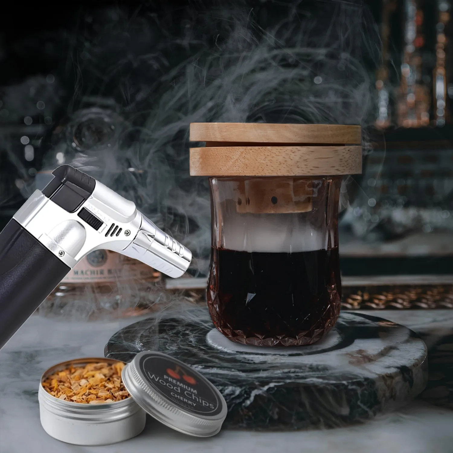 Bar Dedicated Cocktail Smoker luxe whisky rookset met torch