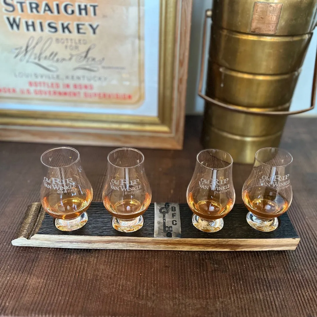 Pappy Van Winkle Barrel Stave tasting flight 4 glazen eiken