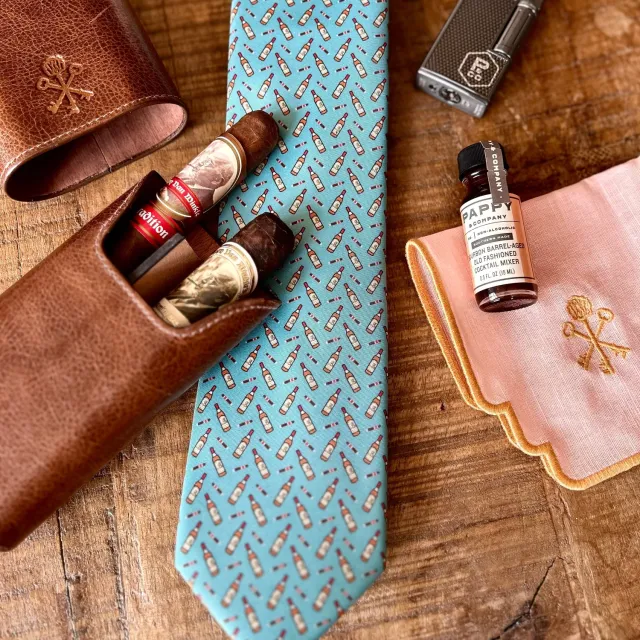 Pappy Van Winkle Bourbon Cigars stropdas zijde petrol