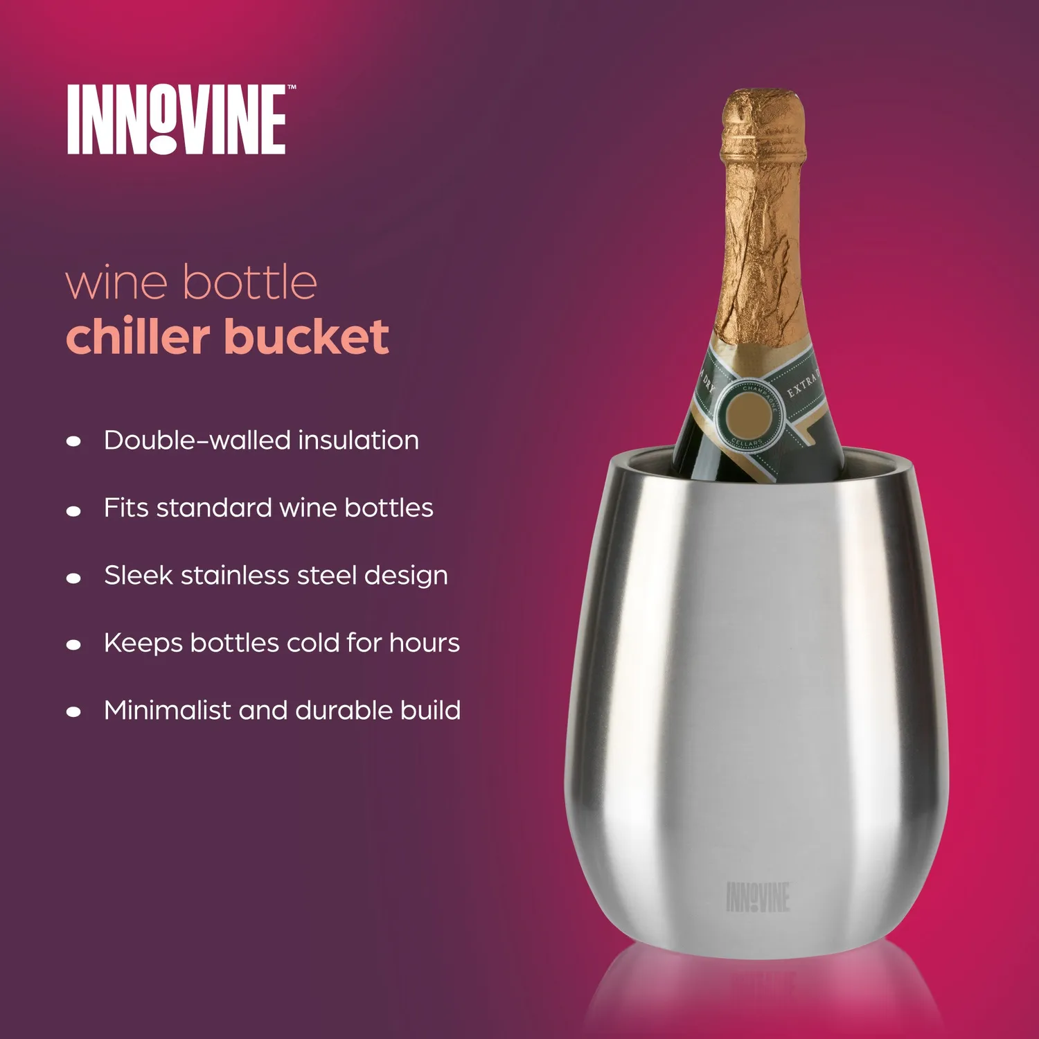 Innovine Chill wijnkoeler emmer rvs dubbelwandig