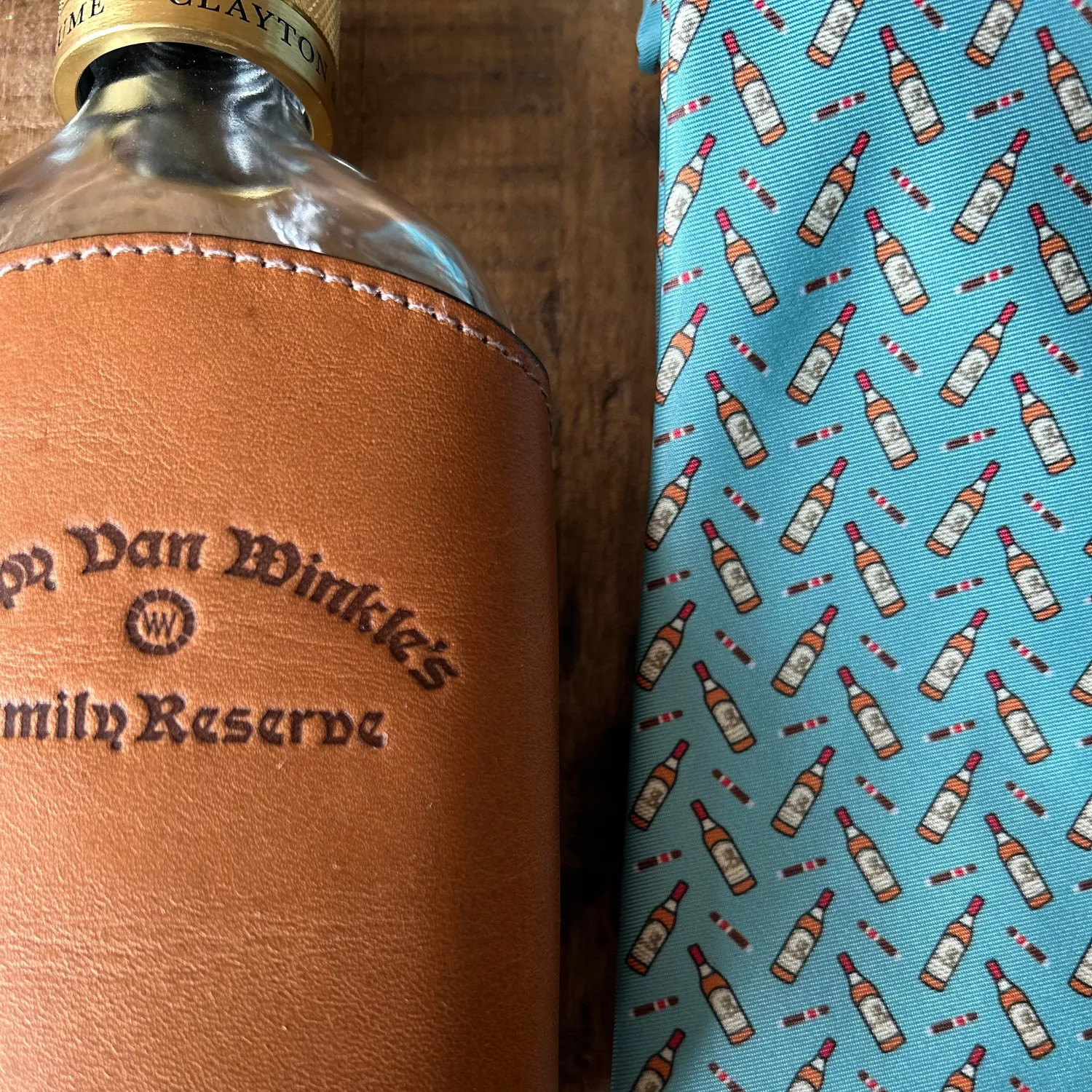 Pappy Van Winkle Bourbon Cigars stropdas zijde petrol