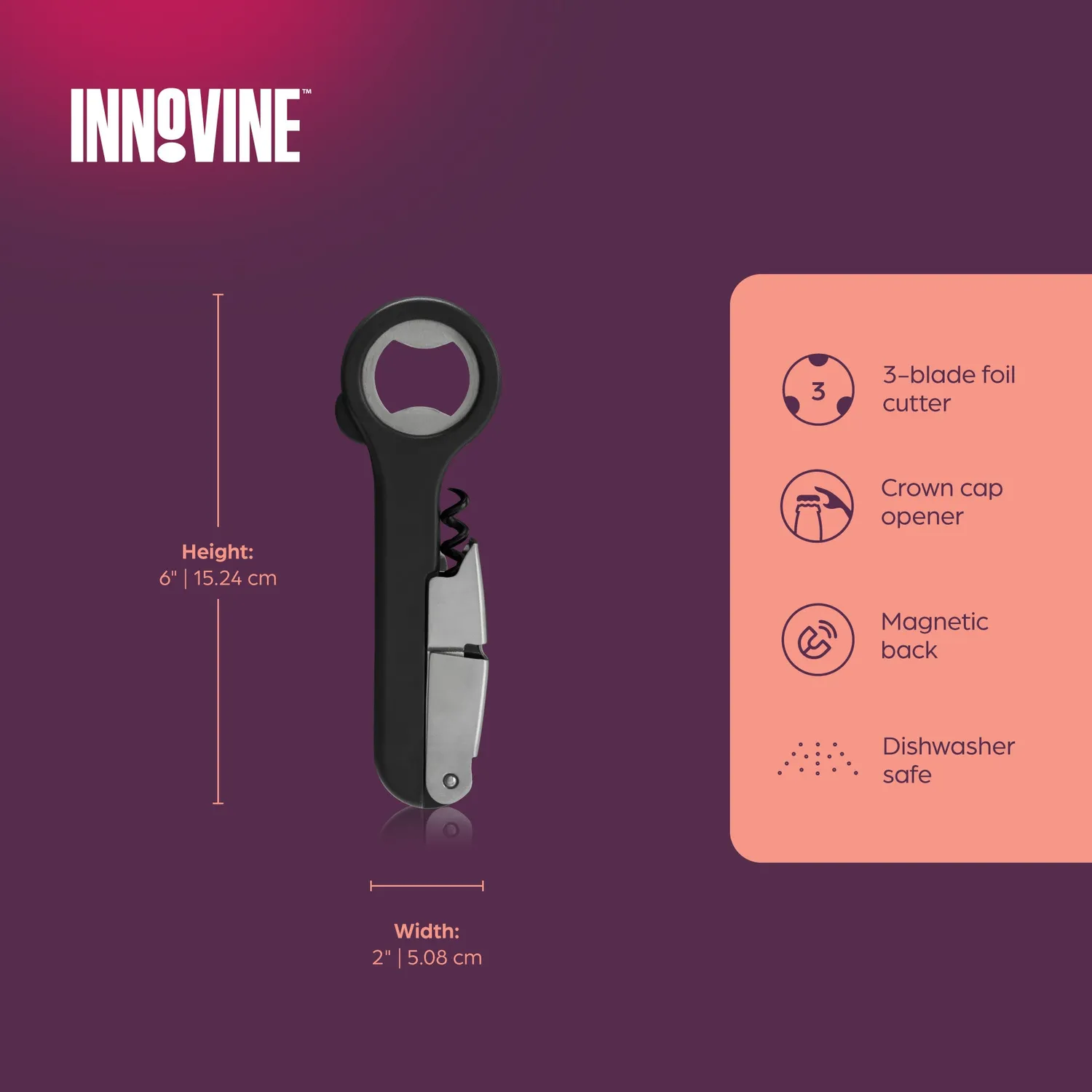 Innovine Serve Professional kurkentrekker grijs dubbel scharnier