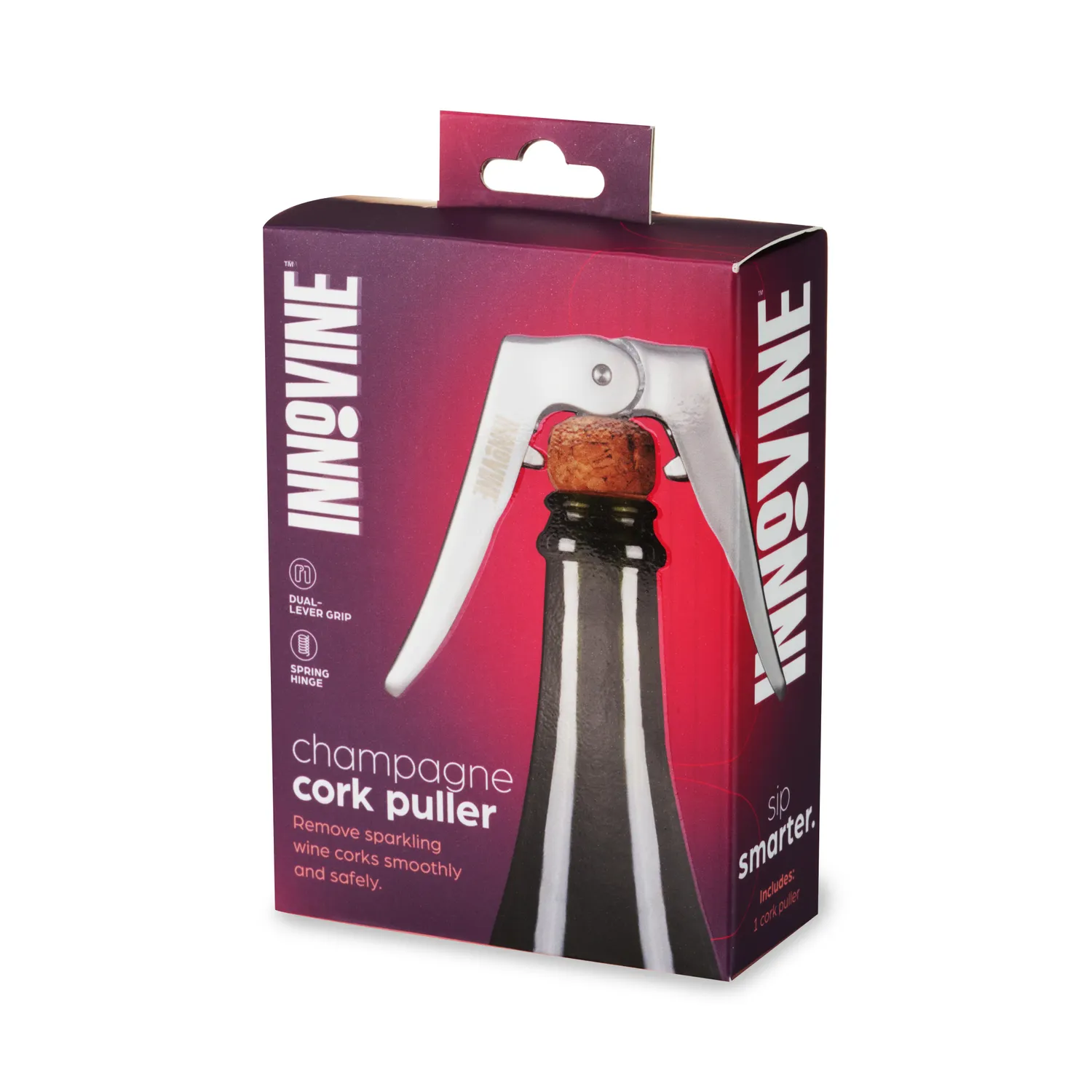 Innovine Serve Champagne Cork Puller kurkentang zilver