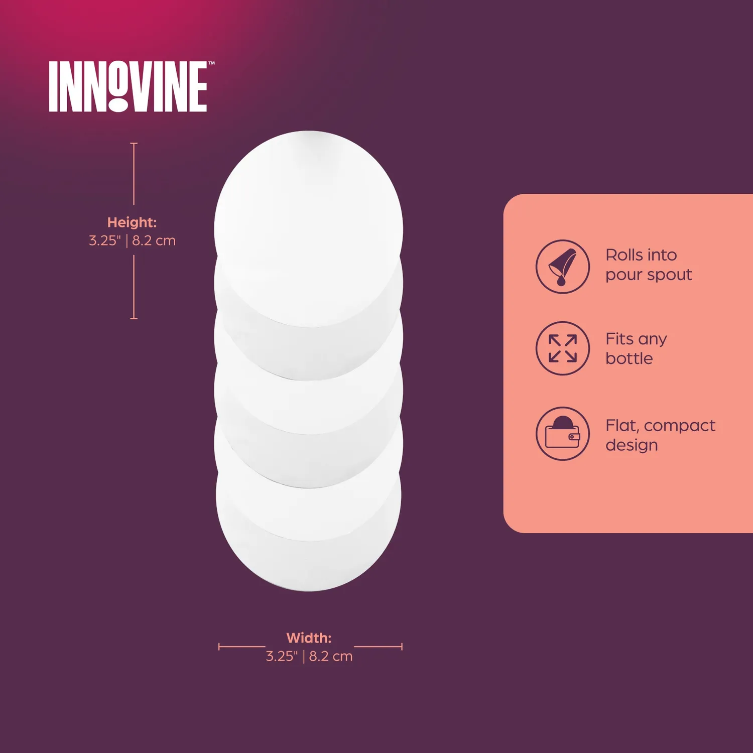 Innovine Serve Drip Guard Wine Discs schenktuit set van zes