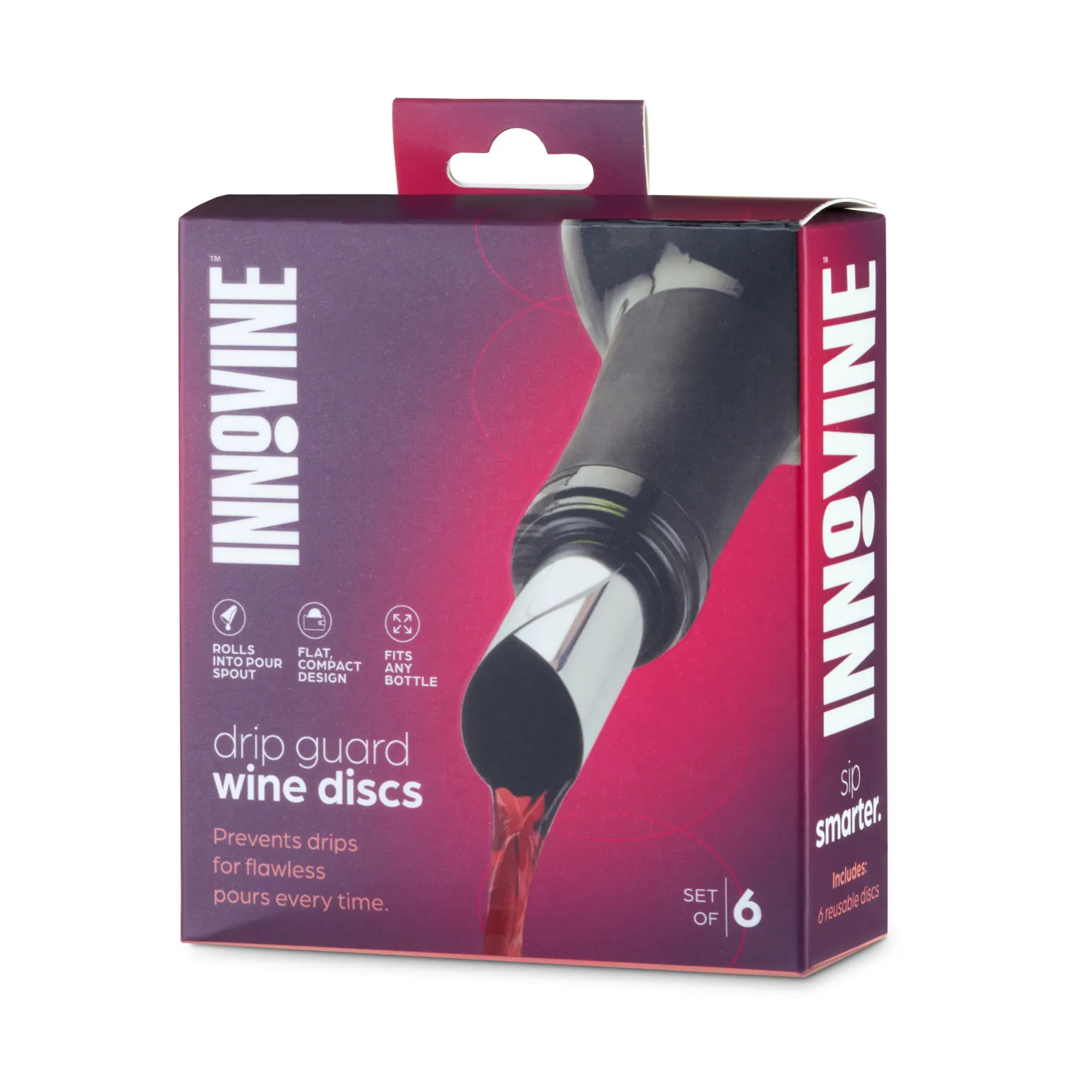 Innovine Serve Drip Guard Wine Discs schenktuit set van zes