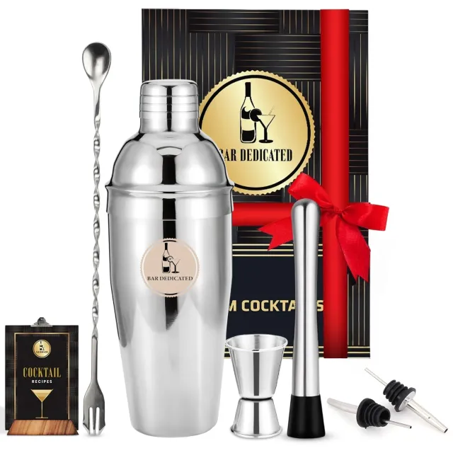 Bar Dedicated zilveren cocktailset 7-delig met shaker