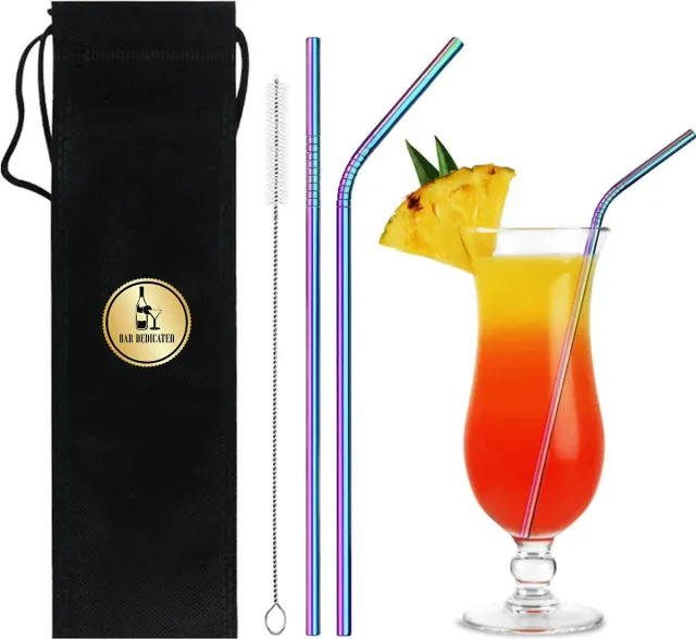 Bar Dedicated cocktail rietjes rvs met borstel