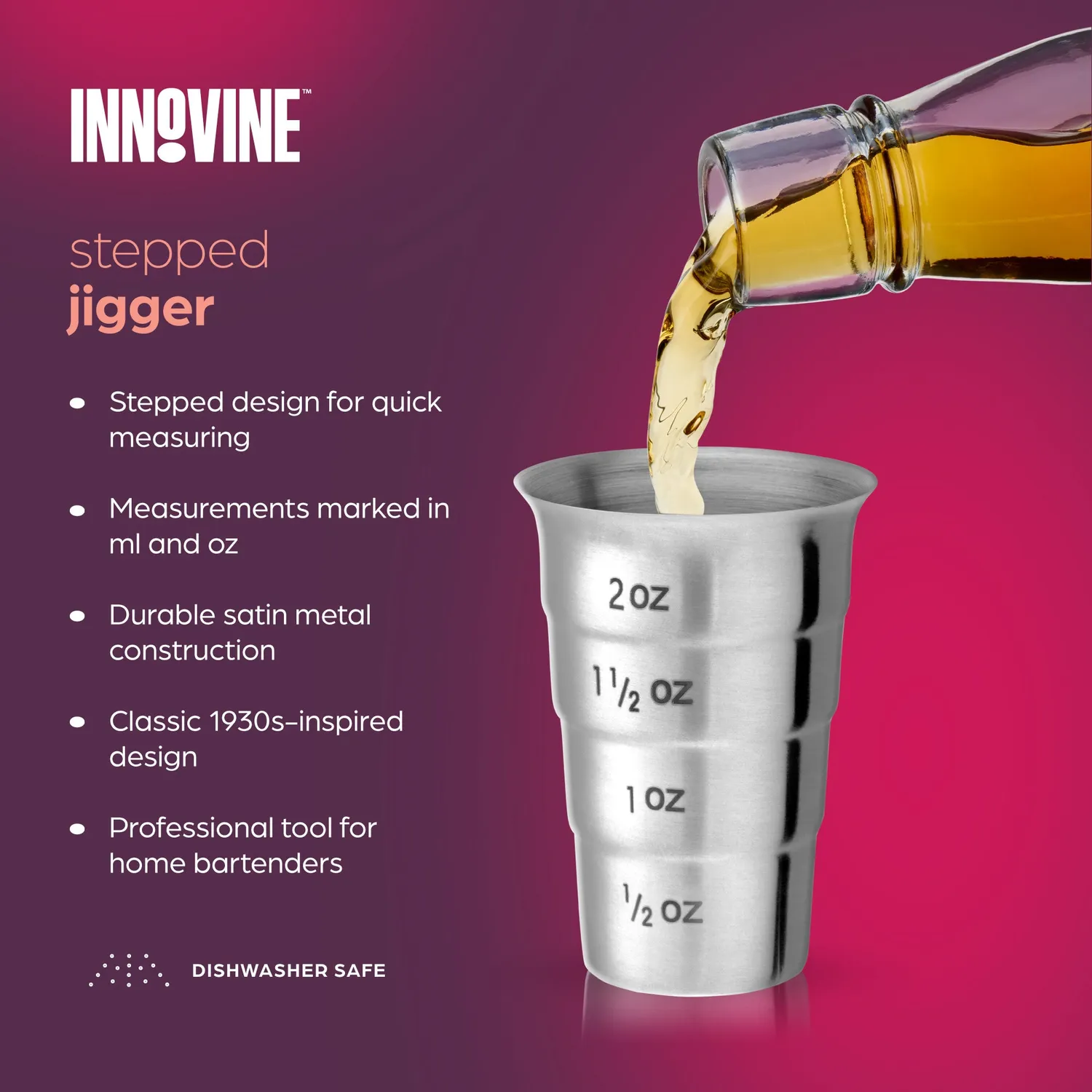 Innovine Mix Stepped Jigger barmaat 15-60 ml rvs