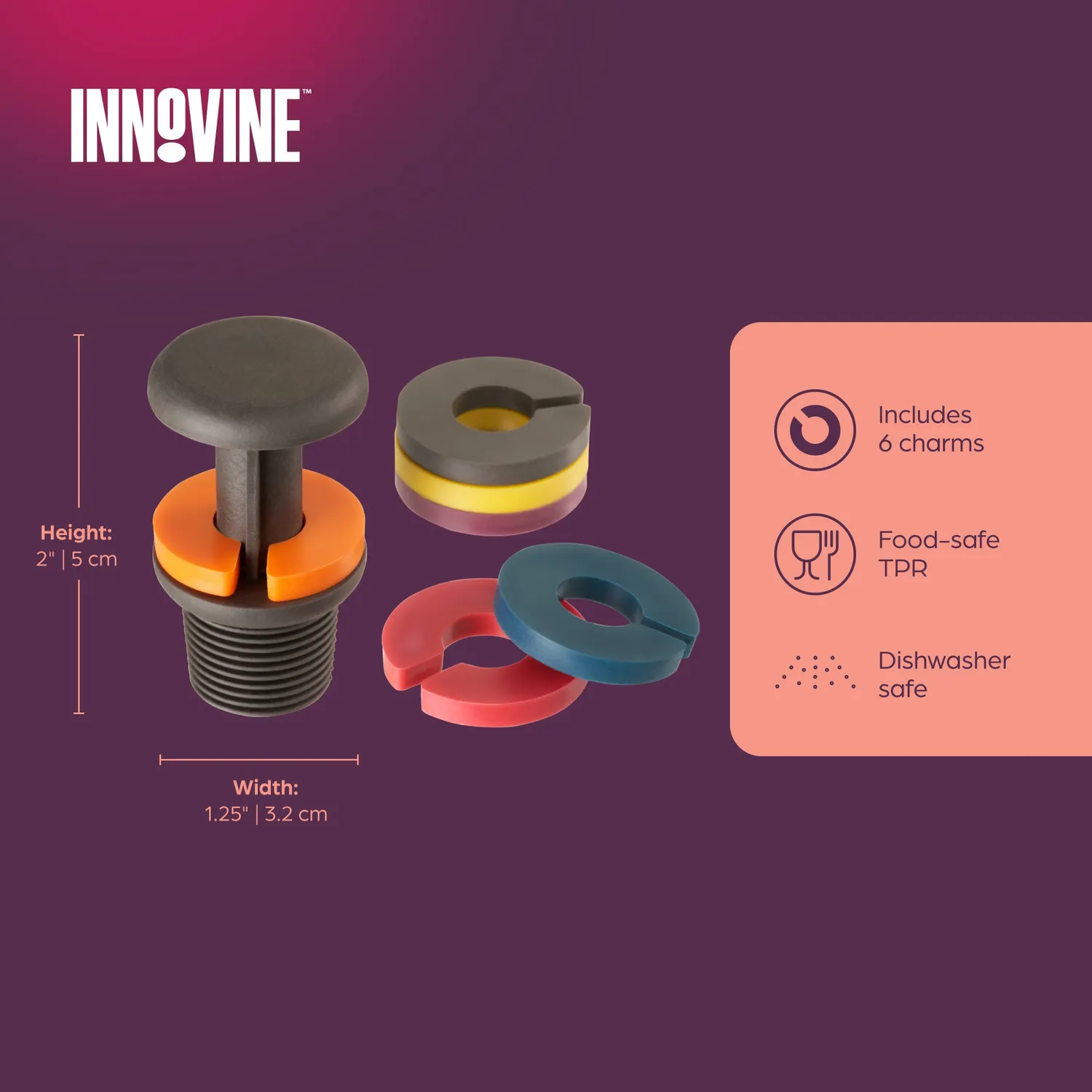 Innovine Save wijnstopper met 6 glascharmes silicone
