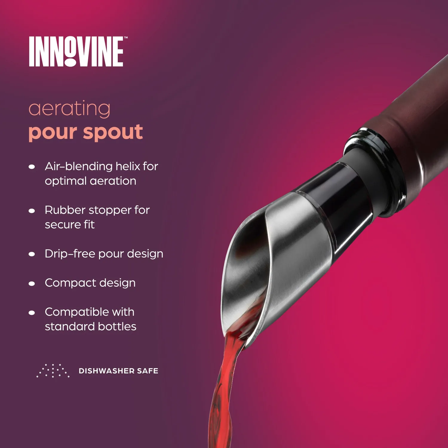 Innovine Serve Aerating Pour Spout wijnschenker grijs