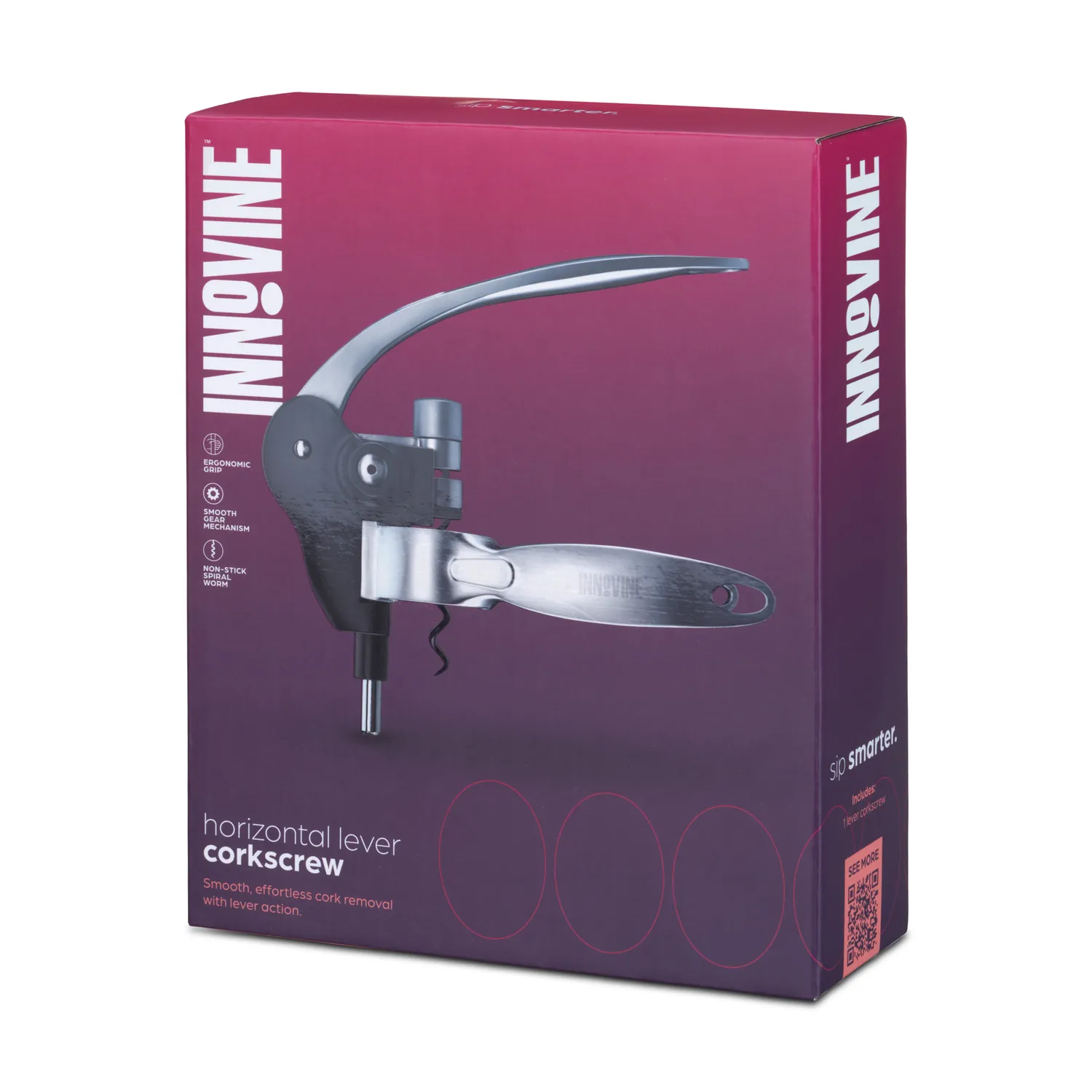 Innovine Serve Horizontal Lever Corkscrew kurkentrekker zwart