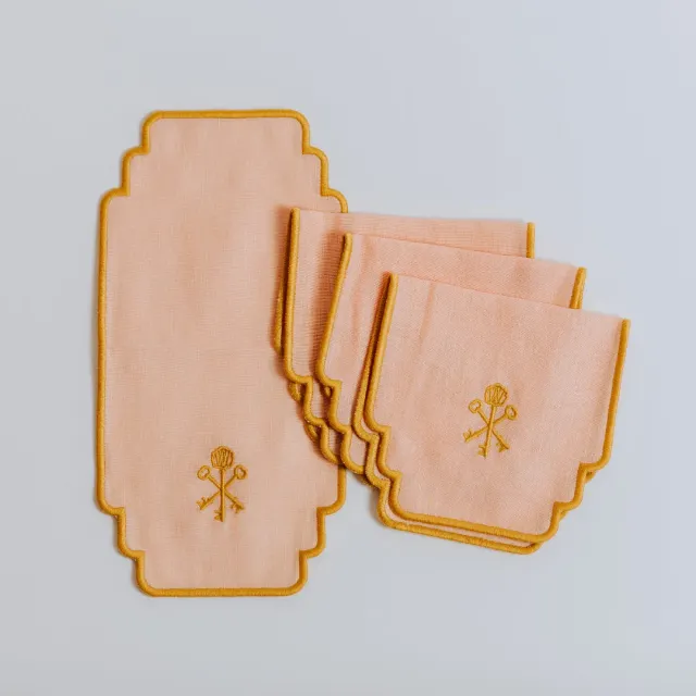 Pappy Van Winkle Embroidered Cocktail Napkins cocktailservetten set van 4 linnenmix