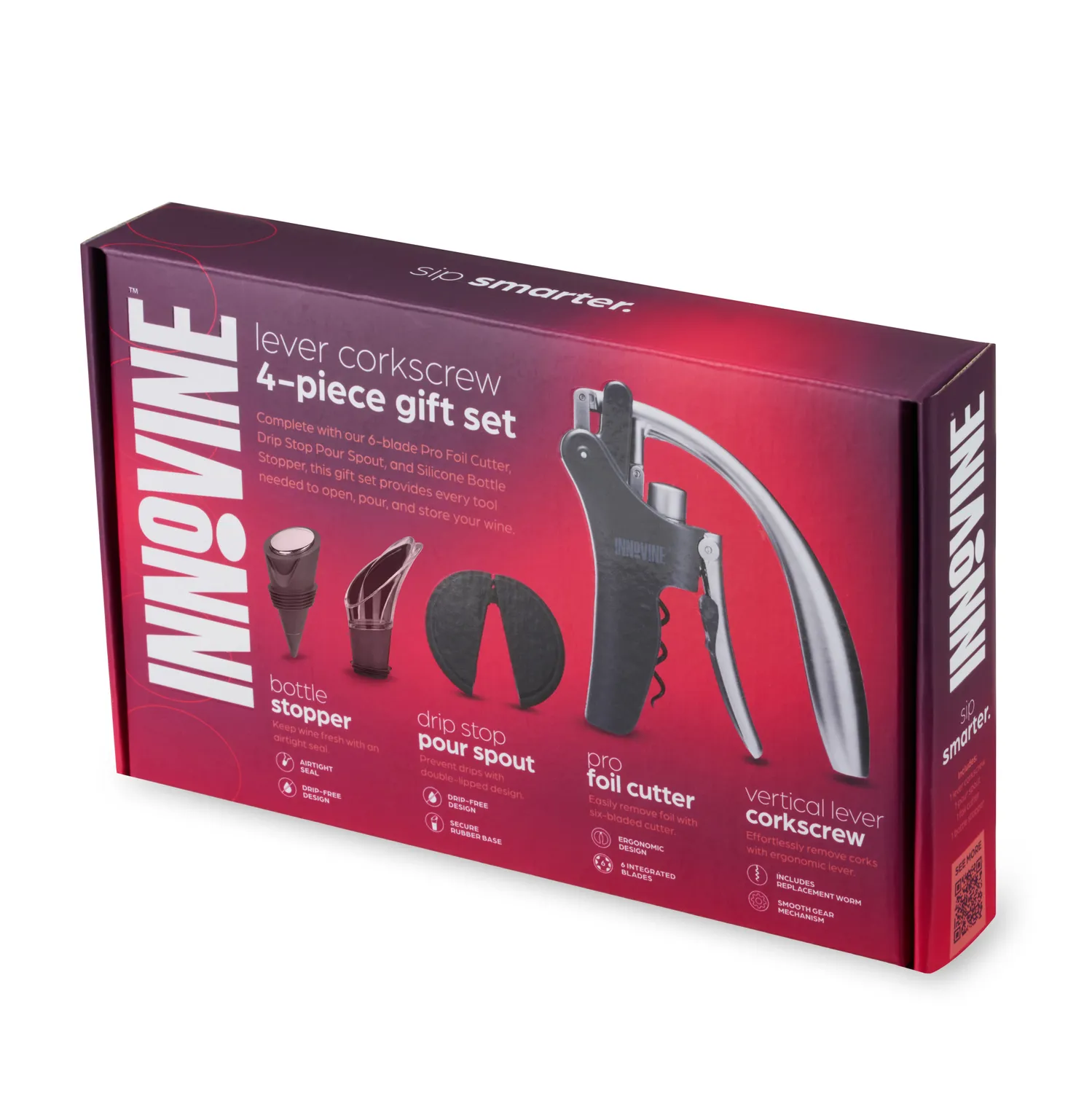 Innovine Lever Corkscrew 4-Piece Gift Set wijnaccessoireset