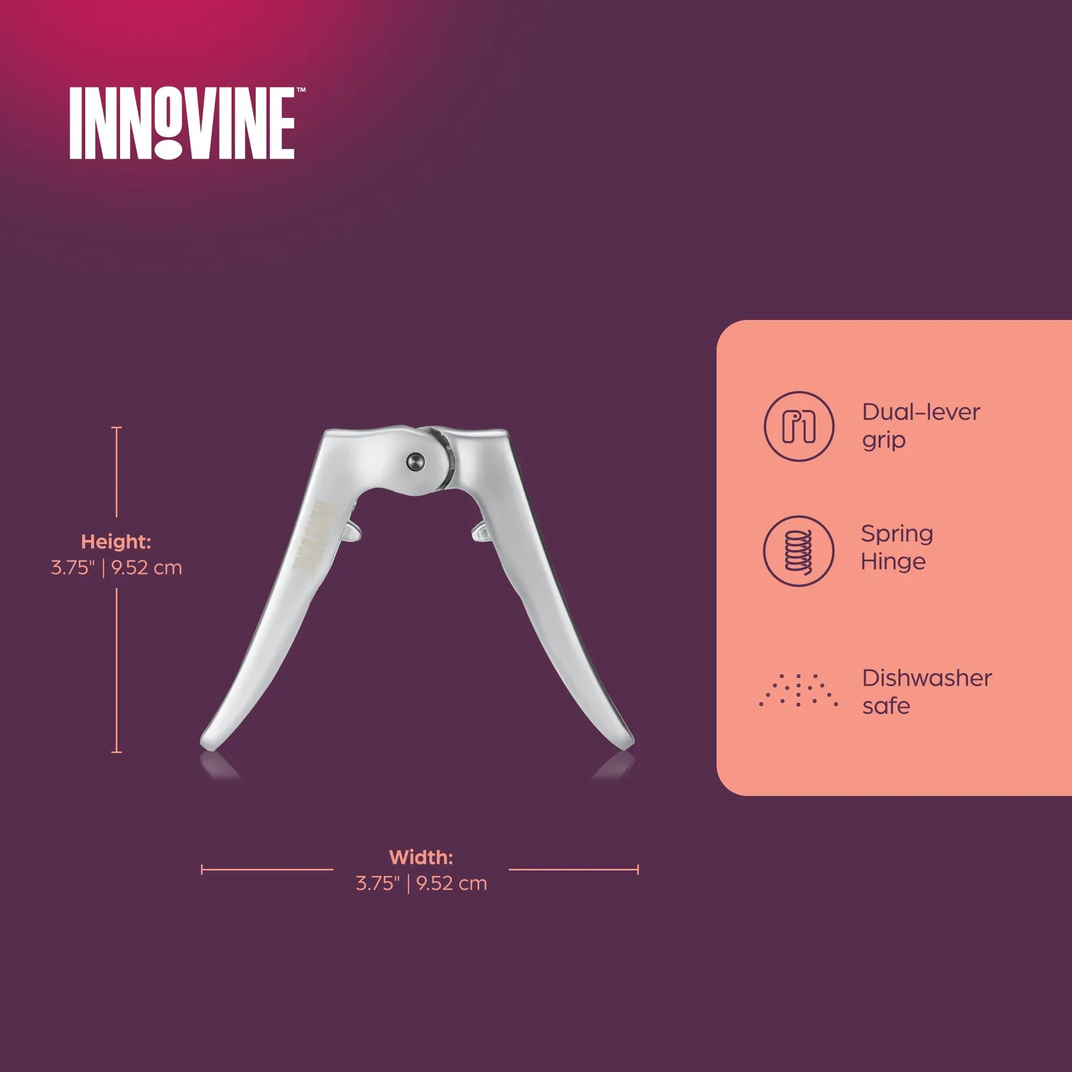 Innovine Serve Champagne Cork Puller kurkentang zilver