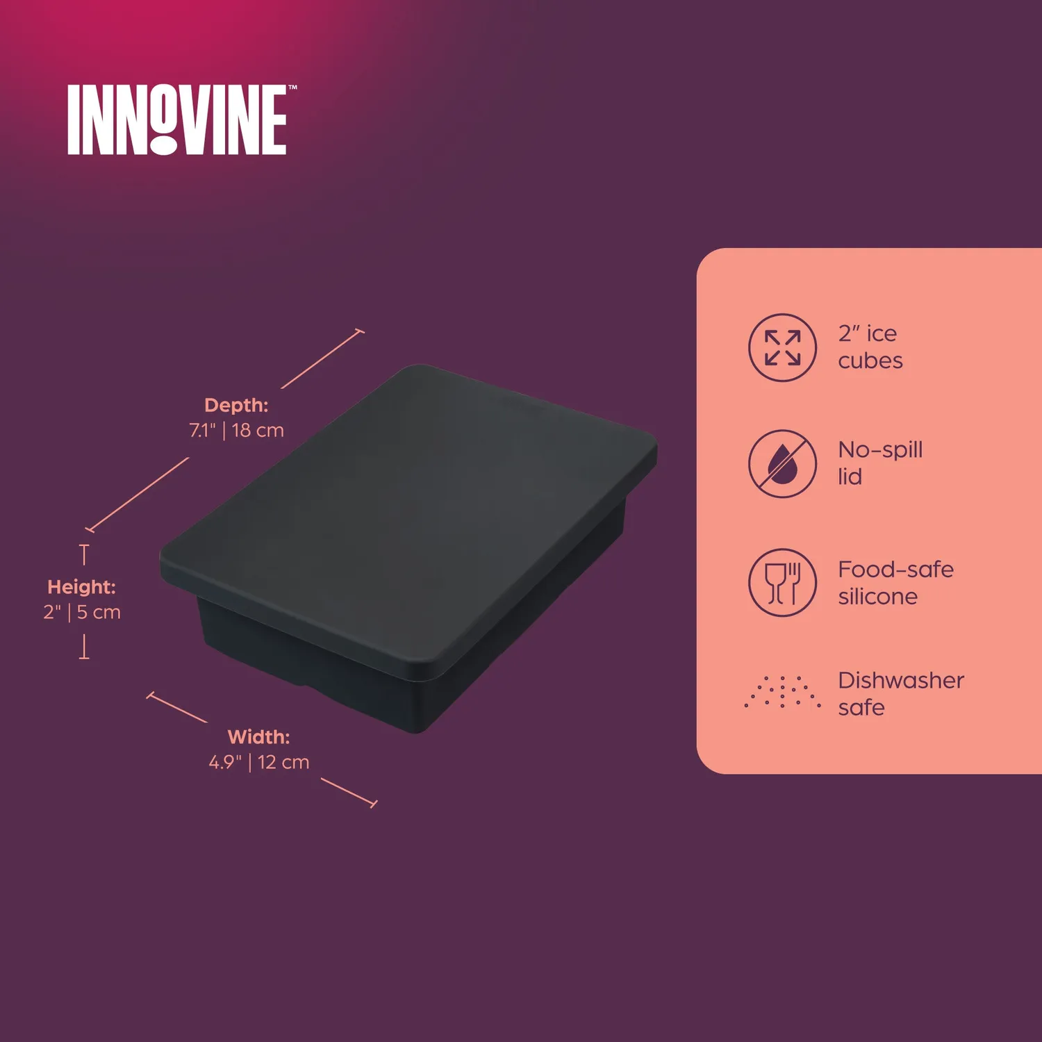 Innovine Chill ijsblokjesvorm met deksel 6 vakken siliconen