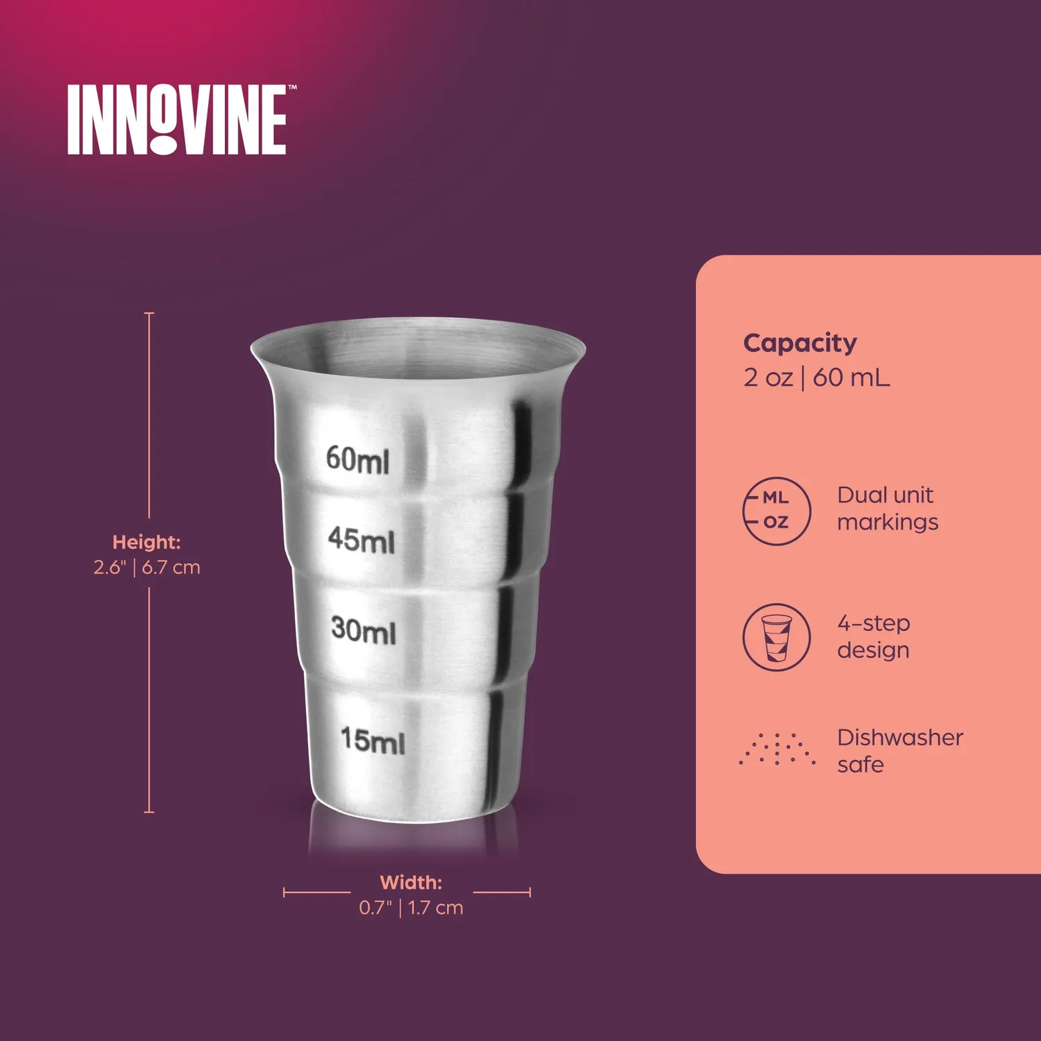 Innovine Mix Stepped Jigger barmaat 15-60 ml rvs