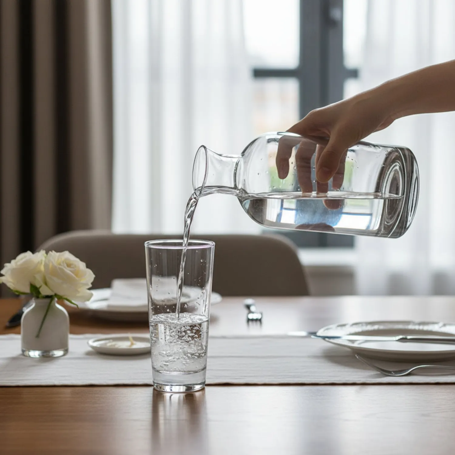 Memoire Acqua di Fumo waterkaraf 1,2l met 4 glazen gerookt