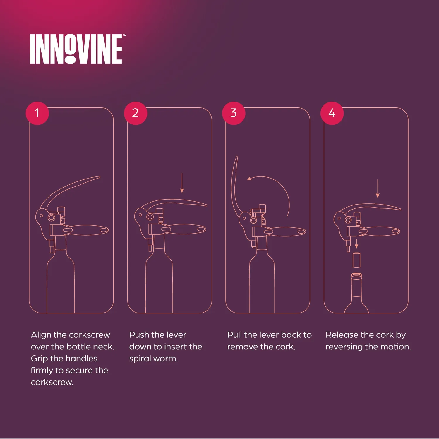 Innovine Serve Horizontal Lever Corkscrew kurkentrekker zwart