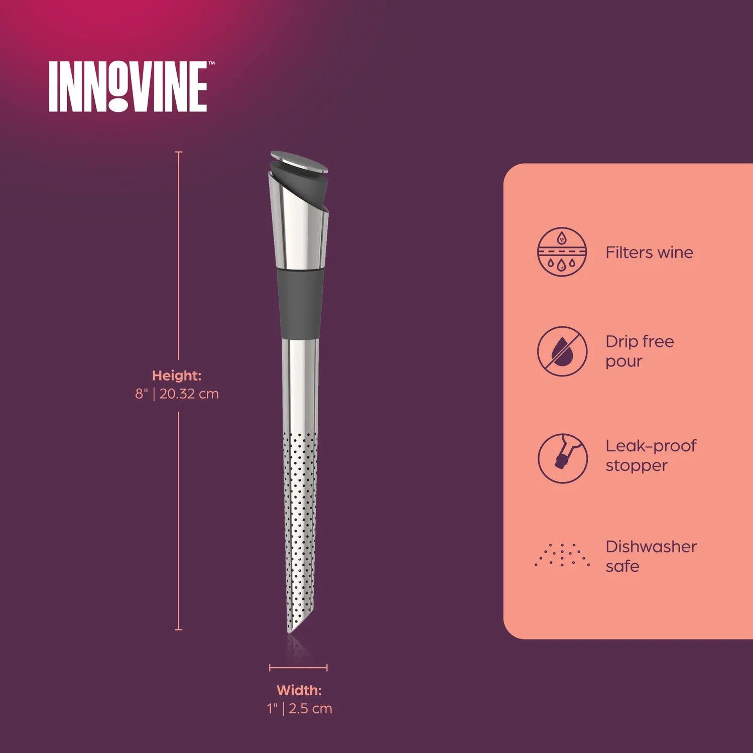 Innovine Serve Wine Filter and Pourer wijnfilter met schenktuit