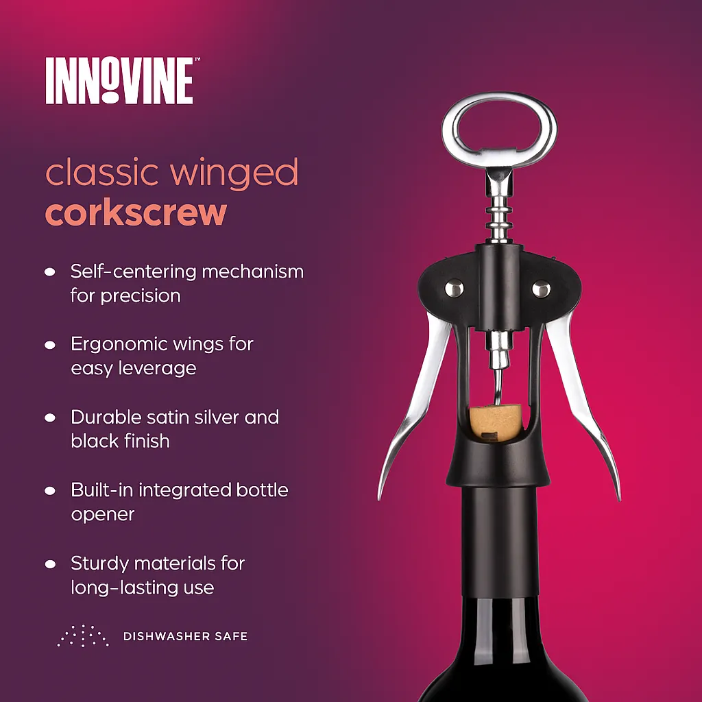 Innovine Serve Winged vleugelkurkentrekker zilver flesopener