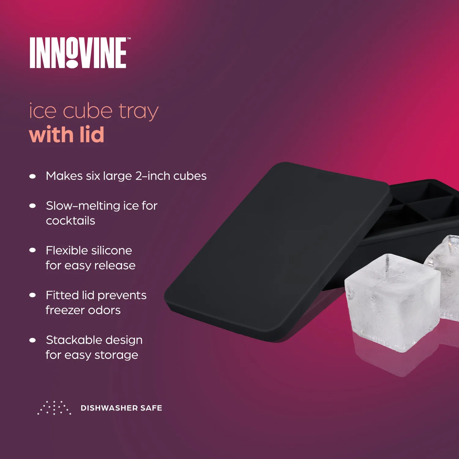 Innovine Chill ijsblokjesvorm met deksel 6 vakken siliconen