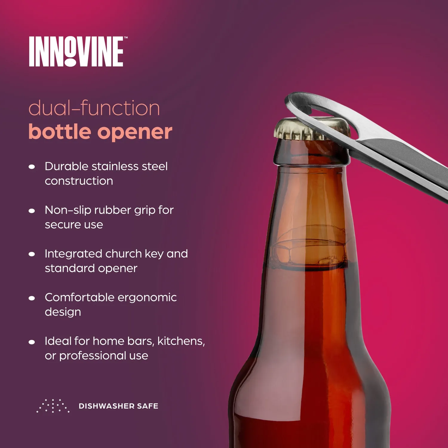Innovine Mix flessenopener dubbel rvs met greep