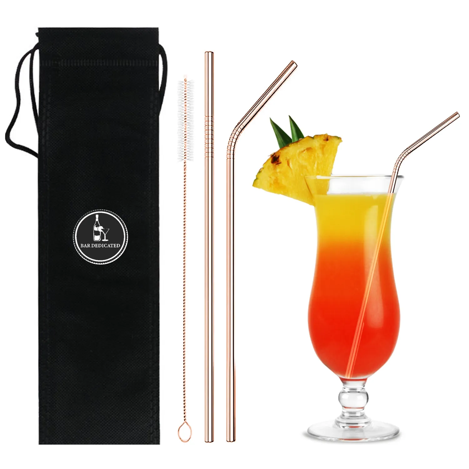 Bar Dedicated cocktail rietjes rvs met borstel