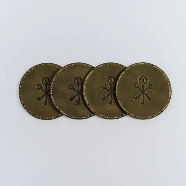 Pappy Van Winkle Keys onderzetter leer olijf set van 4