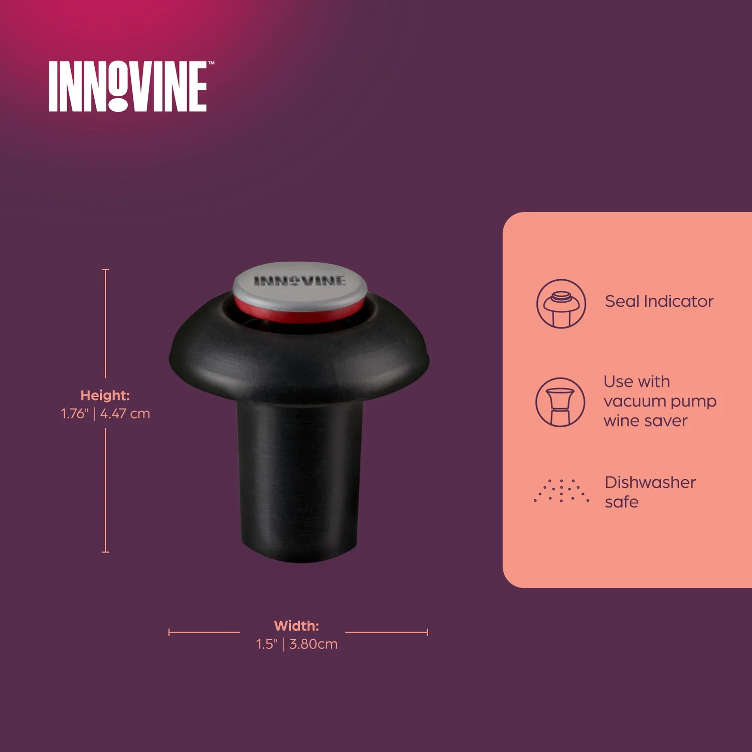 Innovine Save Vacuum Pump wijnstopper set van 2 zwart