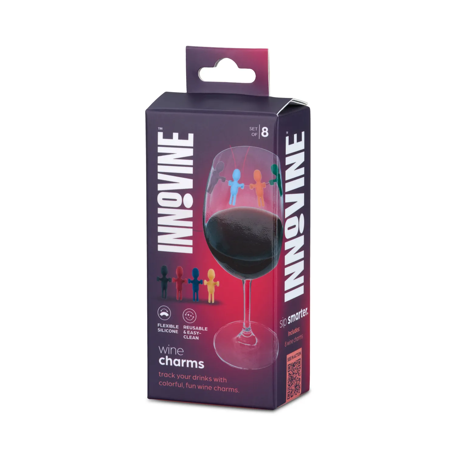 Innovine Serve Wine Charms wijnglasmarkers set van 8 siliconen