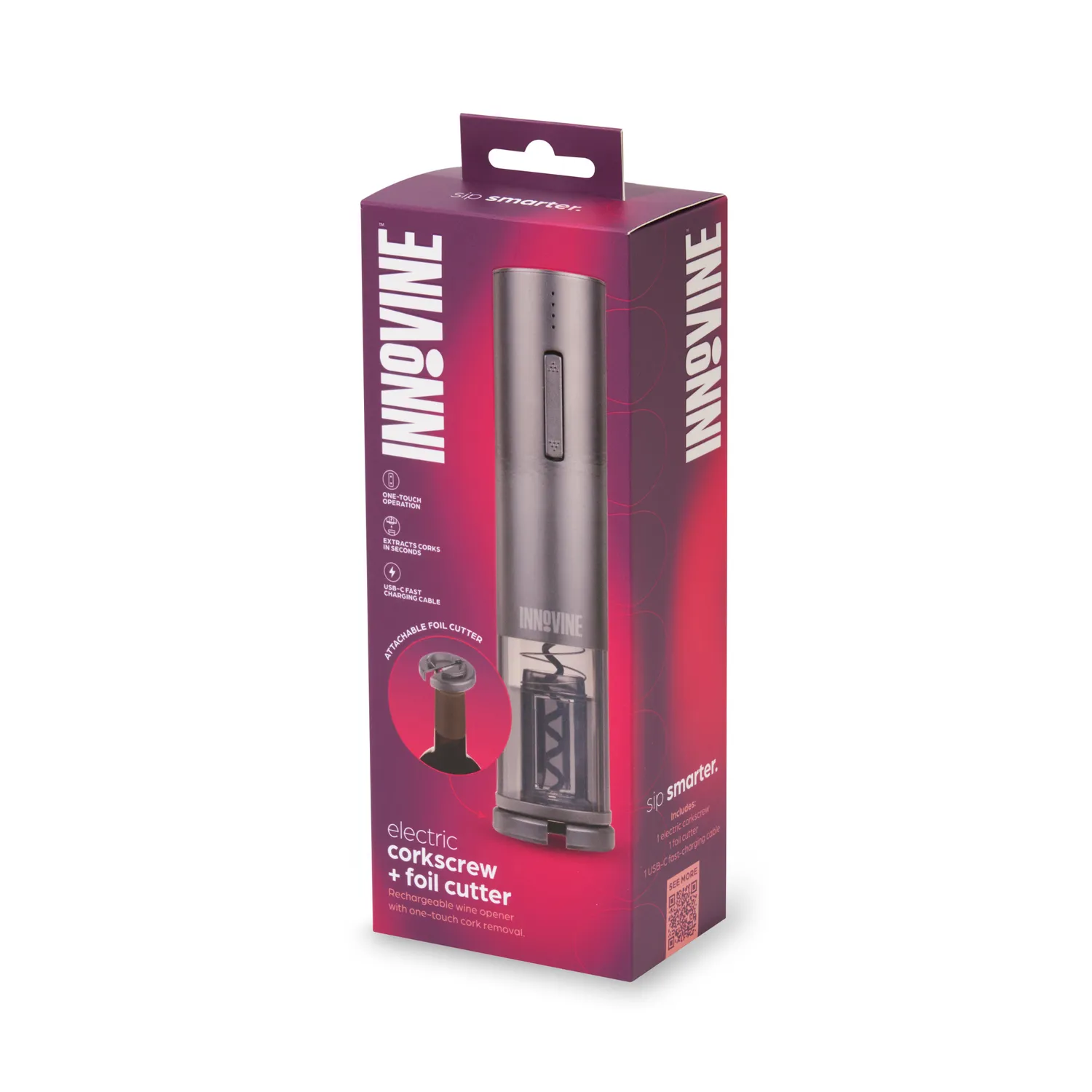 Innovine Serve Electric Corkscrew elektrische kurkentrekker met foliesnijder