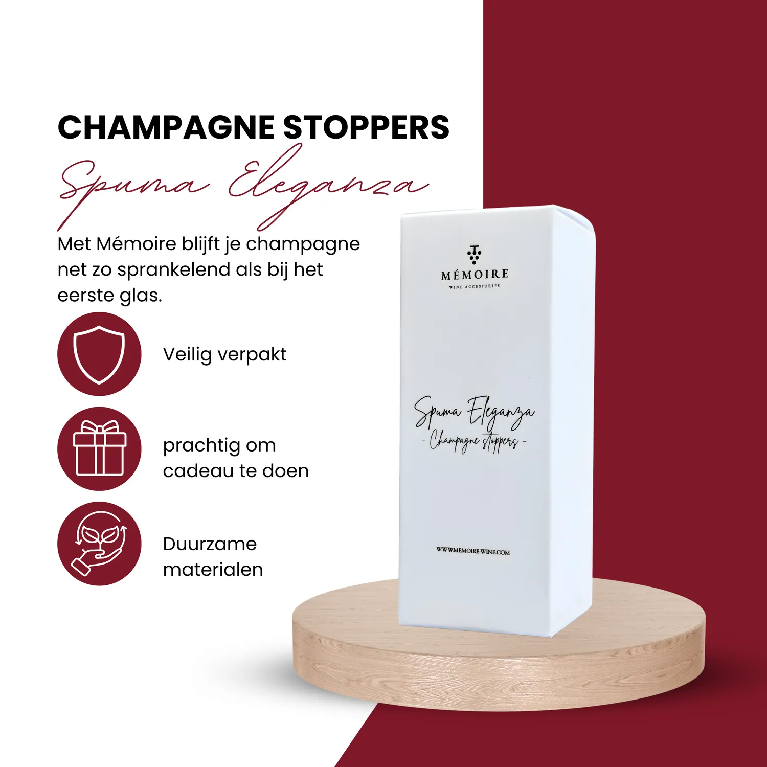 Memoire Spuma Eleganza champagnestopper roestvrij staal