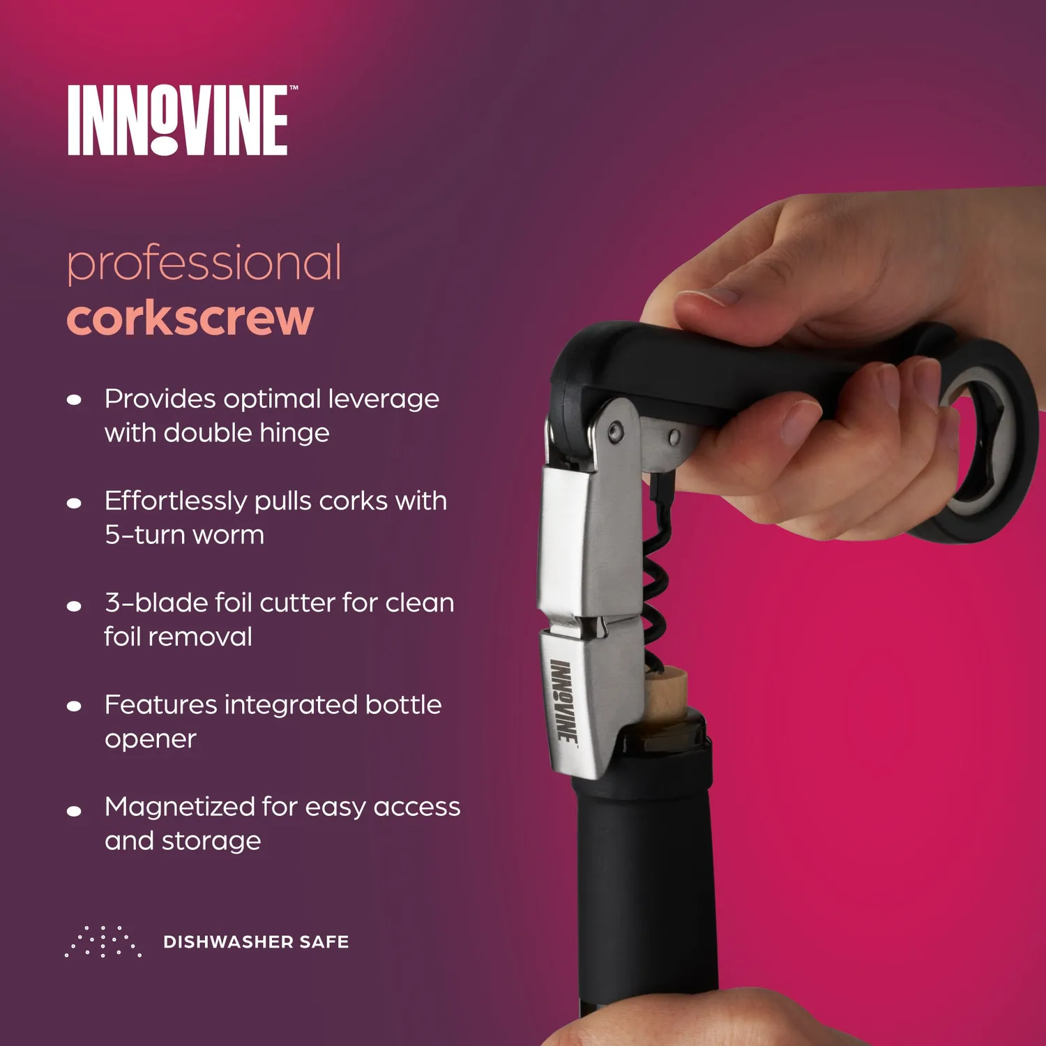 Innovine Serve Professional kurkentrekker grijs dubbel scharnier