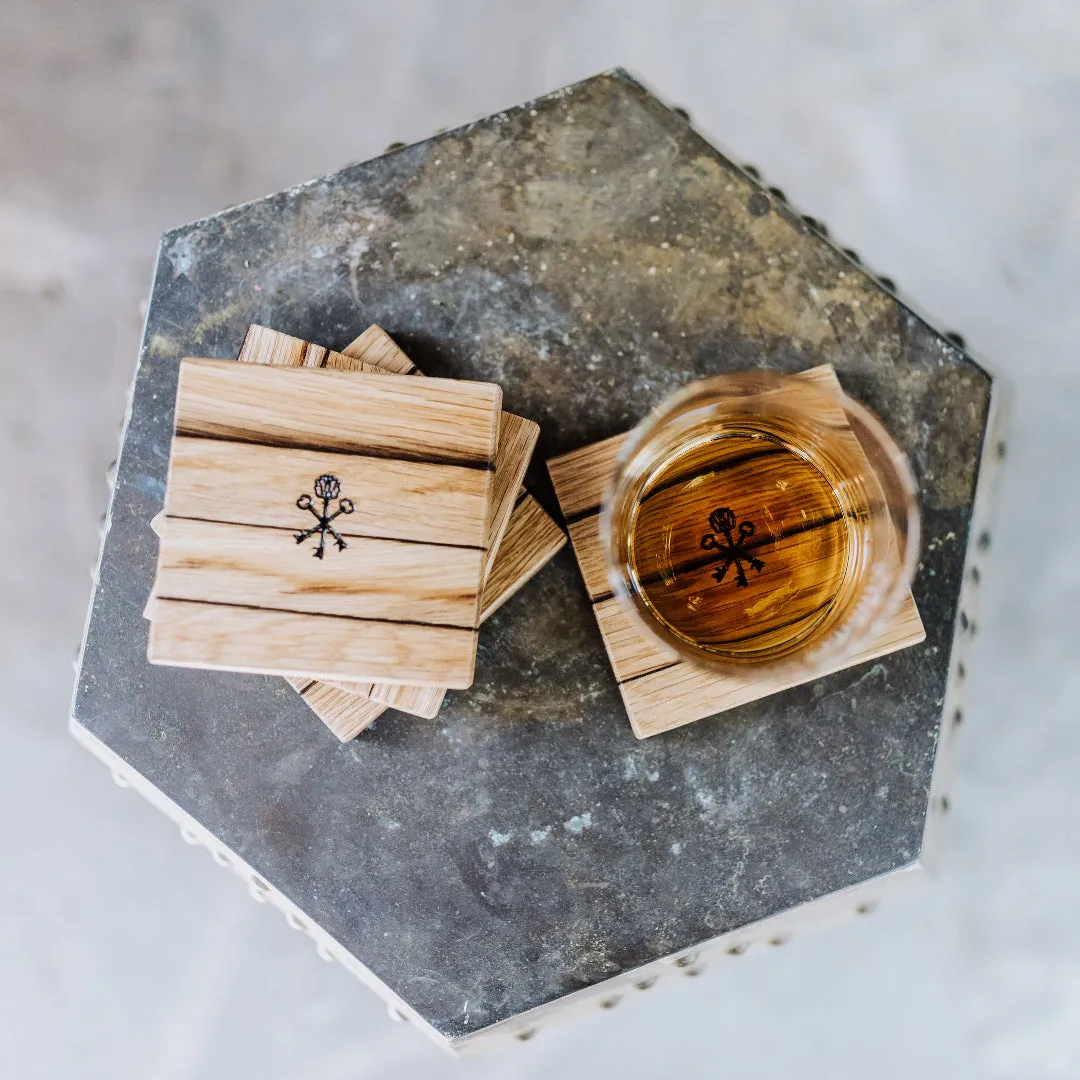 Pappy & Company Barrel Stave Coasters houten onderzetters set van 4