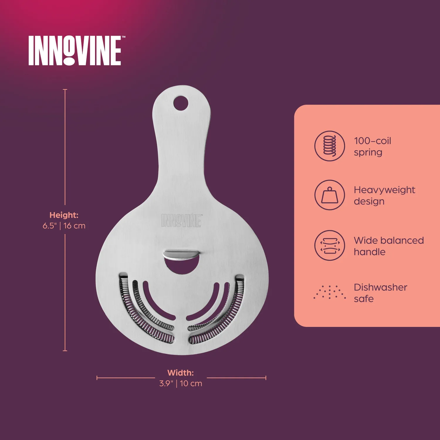 Innovine Hawthorne Strainer cocktailzeef 100-spiraal zilver
